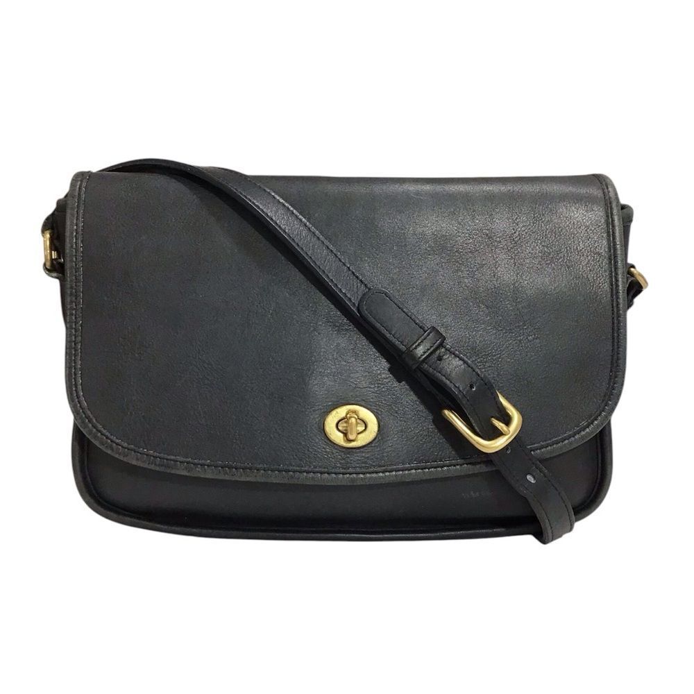 Vintage Coach Blue/Black City Bag 9790 Leather Shoulder Crossbody Bag